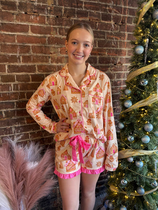 Gingerbread Wonderland Ruffle Pajama Set