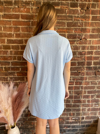 Ezra Textured Zipper Dress | Light Blue