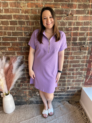 Ezra Textured Zipper Dress | Lavender