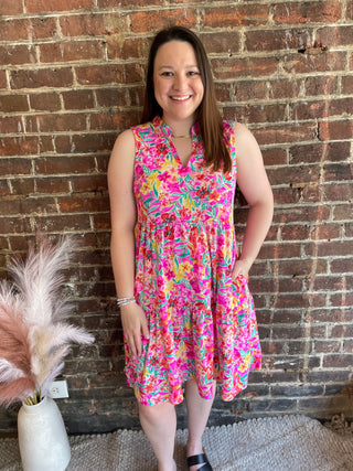 Beth Tiered Dress | Hot Pink
