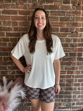 Chocolate Checkered Biker Shorts