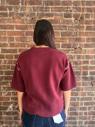 Caroline Sweater Top | Burgundy