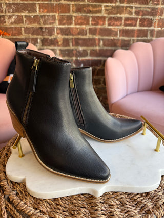 Corkys faux leather pointed toe heeled booties