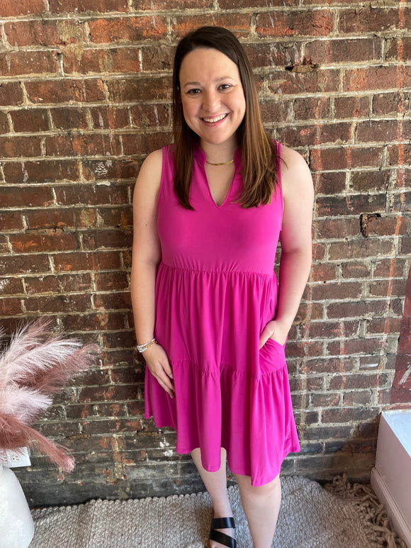 Beth Tiered Dress | Magenta
