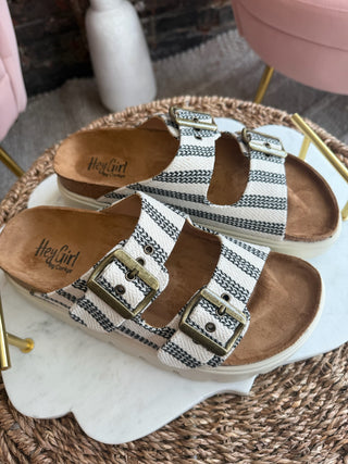Rumor Has it Sandals | Black Natural Stripe