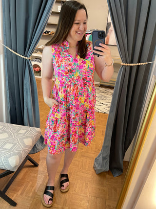 Beth Tiered Dress | Hot Pink