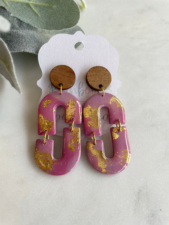 Pink & Gold Dangle Earrings