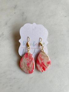 Rounded Coral Marble Earrings