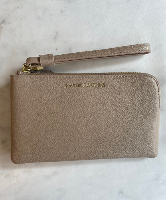 Small Wristlet Pouch in Light Taupe