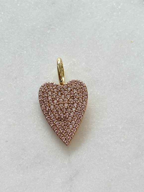 Moody Heart Charm | Gold / Pink Crystals