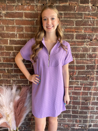 Ezra Textured Zipper Dress | Lavender