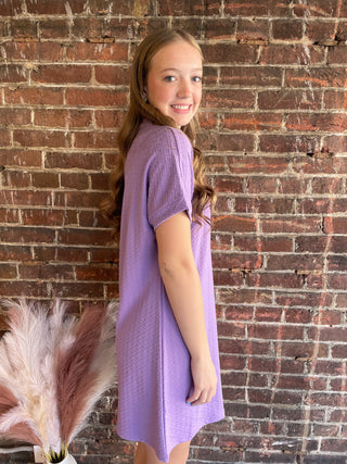 Ezra Textured Zipper Dress | Lavender