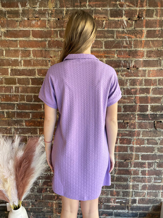 Ezra Textured Zipper Dress | Lavender