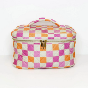 Checkered Pattern Cosmetic Bag