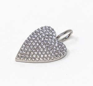 Moody Heart Charm | Silver / Clear Crystals