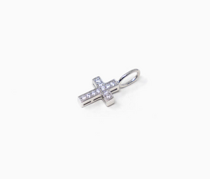 Crystal Cross Charm | Silver