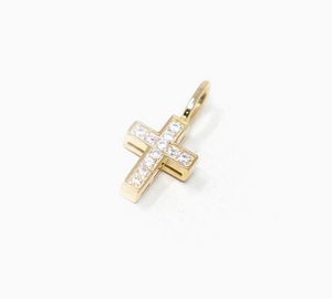 Crystal Cross Charm | Gold