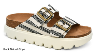 Rumor Has it Sandals | Black Natural Stripe