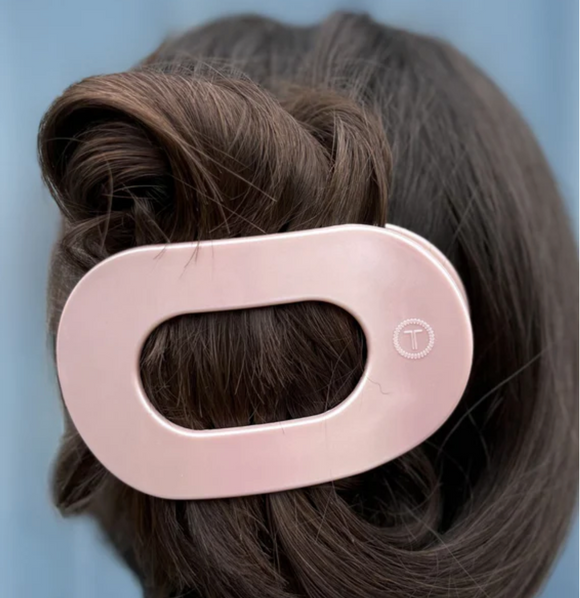 Pearly Pink Large Flat Round Hair Clip