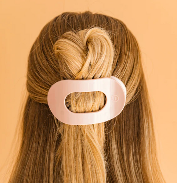 Pearly Pink Medium Flat Round Hair Clip