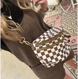 Checkered Nylon Bum Bag | Brown