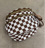 Checkered Nylon Bum Bag | Brown