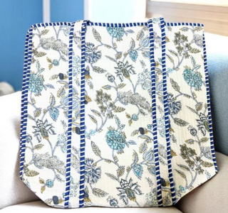 Sasha Blue and White Floral Tote Bag