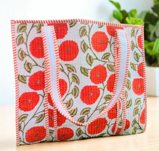Waylon Orange Floral Print Tote Bag