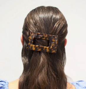Tortoise Medium Flat Rectangle Hair Clip
