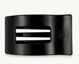 Jet Black Small Flat Rectangle Hair Clip