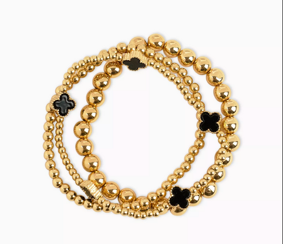 Clover Stretch Beaded Bracelet Set