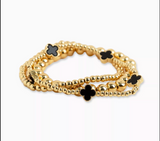 Clover Stretch Beaded Bracelet Set