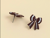Touch of Cheer Football Bow Earrings