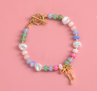Confetti Crush Coquette Bead Pearl Toggle Bracelet