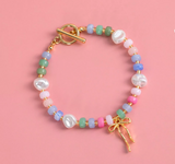 Confetti Crush Coquette Bead Pearl Toggle Bracelet