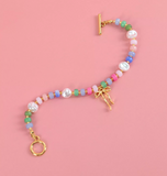 Confetti Crush Coquette Bead Pearl Toggle Bracelet