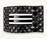 Jet Black Quilted Medium Flat Rectangle Hair Clip
