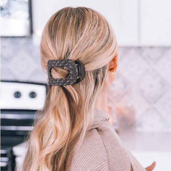 Truly Taupe Quilted Medium Flat Round Hair Clip