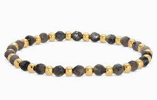 Stretch Stone & Bead Bracelet | Charcoal