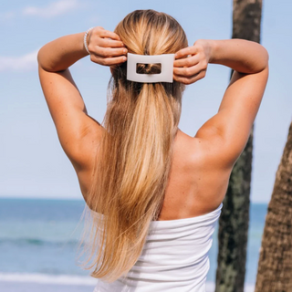 Coconut White Large Flat Rectangle Hair Clip