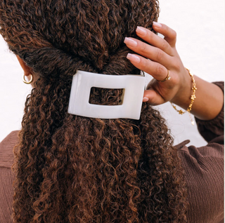 Coconut White Medium Flat Rectangle Hair Clip