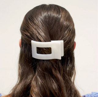 Coconut White Small Flat Rectangle Hair Clip