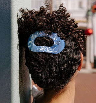 Blue Lagoon Large Flat Round Hair Clip