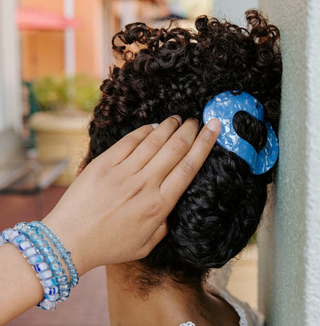 Blue Lagoon Medium Flat Round Hair Clip