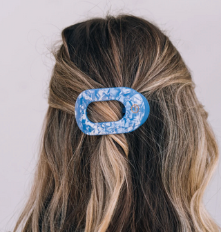 Blue Lagoon Small Flat Round Hair Clip