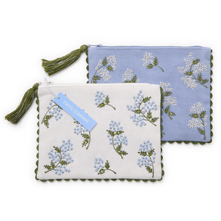 Hydrangea Embroidered and Embellished Multipurpose Pouch
