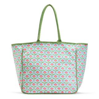 Floral Block Printed Tote Bag