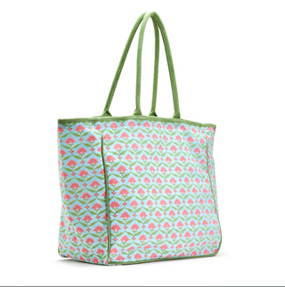 Floral Block Printed Tote Bag