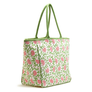 Floral Block Printed Tote Bag