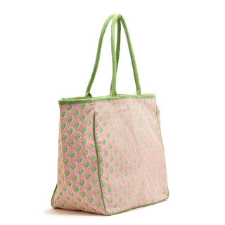 Floral Block Printed Tote Bag